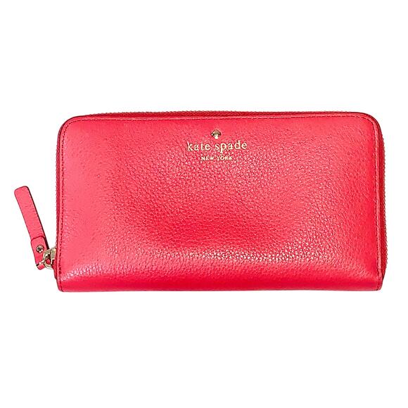 kate spade Handbags - Kate Spade Deep Pink Cobble Hill Pebbled Leather Zip Around Wallet EUC